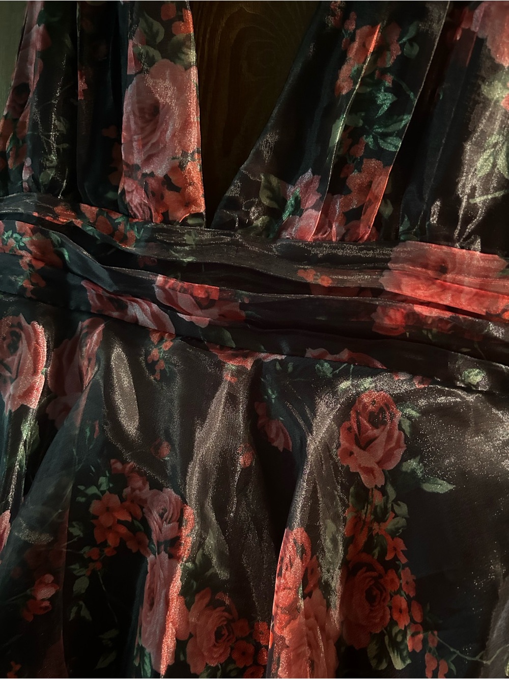 Lulu's Garden Radiance Black Floral Print Organza Tiered Maxi Dress - Picture 6 of 9